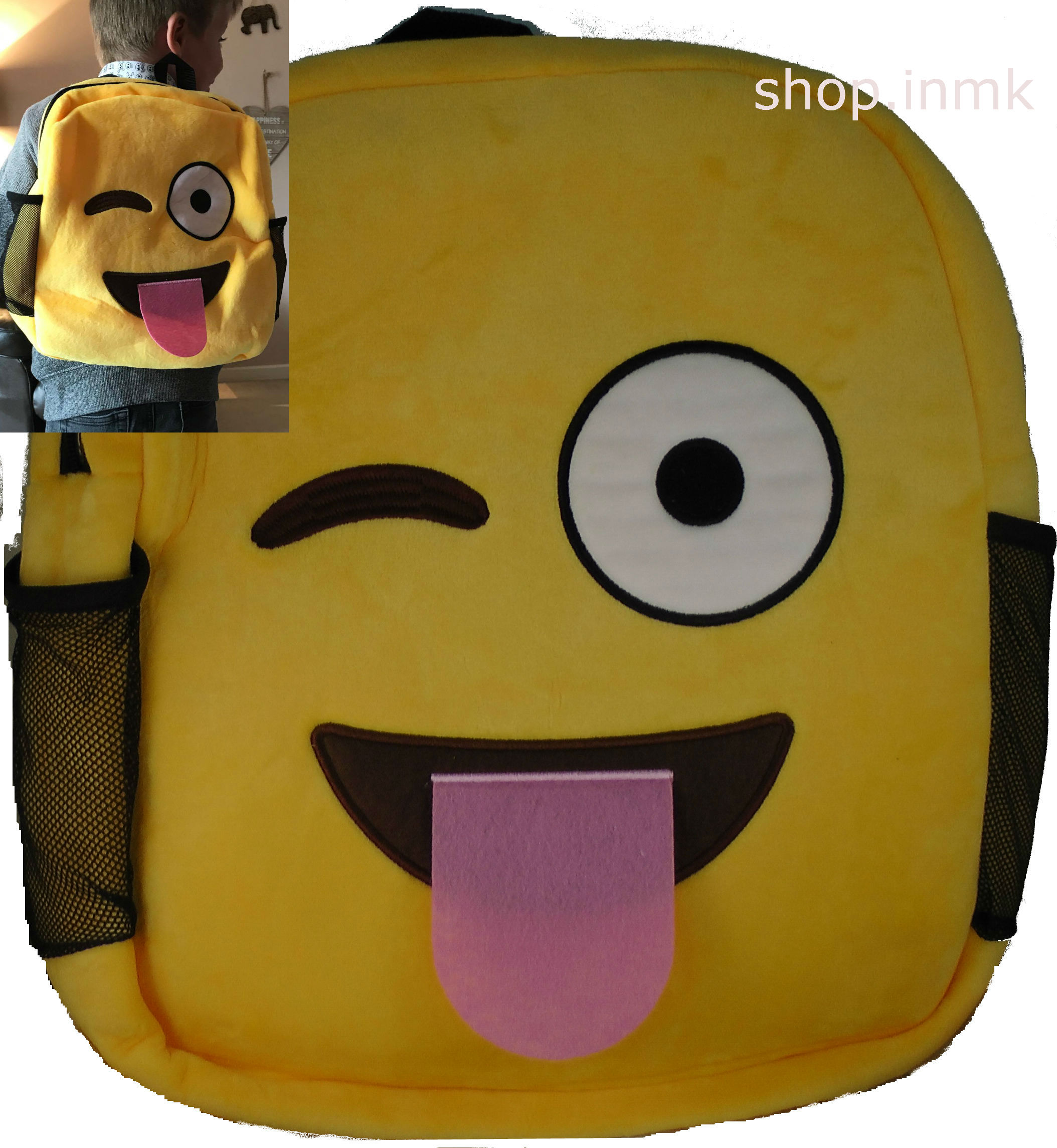 smiling yellow backpack bag children