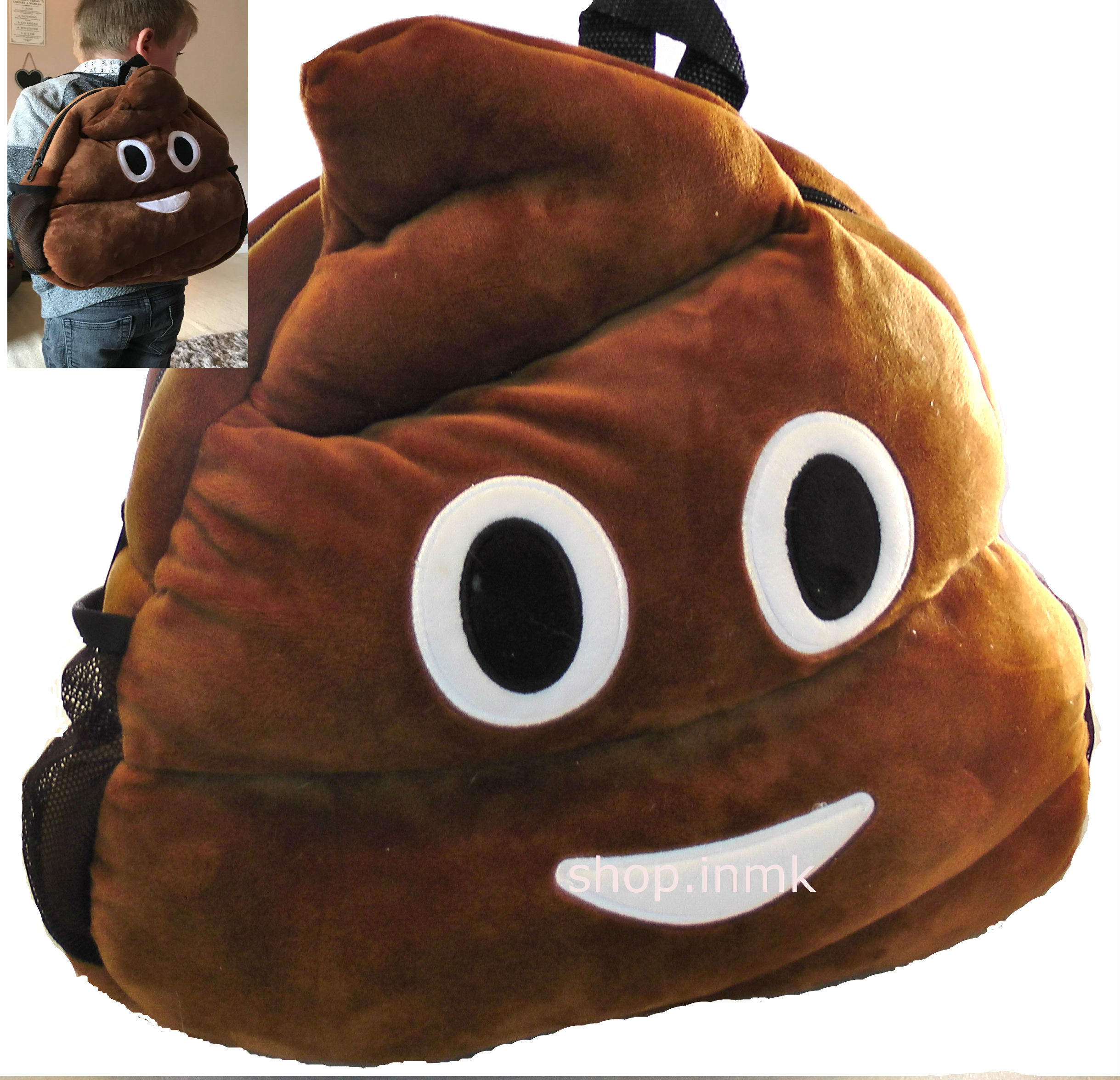 emoji poop style plush kids backpack